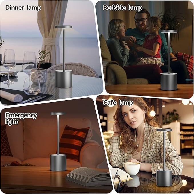 2Pack Cordless Table Lamp, Rechargeable LED Battery 5000mAh Metal USB Portable - Image 5
