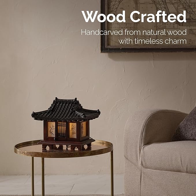 Traditional Korean Wood Lamp | Handmade Asian Oriental Table Lantern | Bedside - Image 3