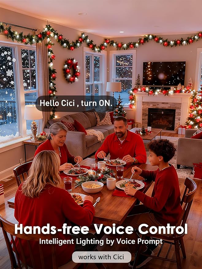 2025 New Connectable 43FT Smart Voice Controlled Christmas String Lights Indoor - Image 2