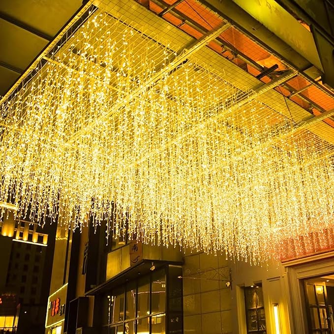 LED Icicle Christmas Lights, 16.4FT 216 LEDs Fairy Extendable Curtain 8 Modes by FATONESA