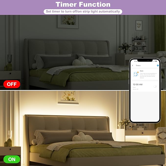 MIWISE COB LED Strip Lights 65.6ft/20m, UL-Listed CRI 90+ Dimmable 3000K Warm - Image 4