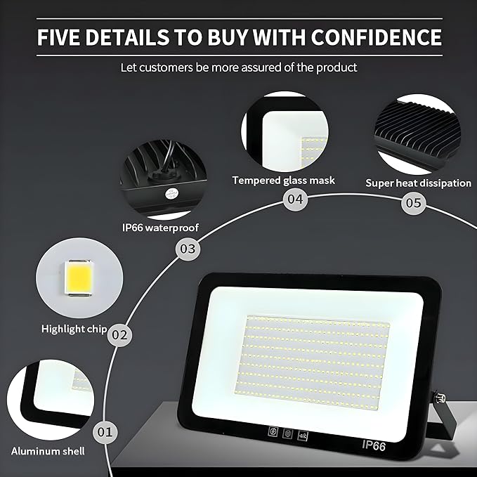2Pack-150W LED Flood Light Outdoor, 15500LM LED Work Light - Image 2