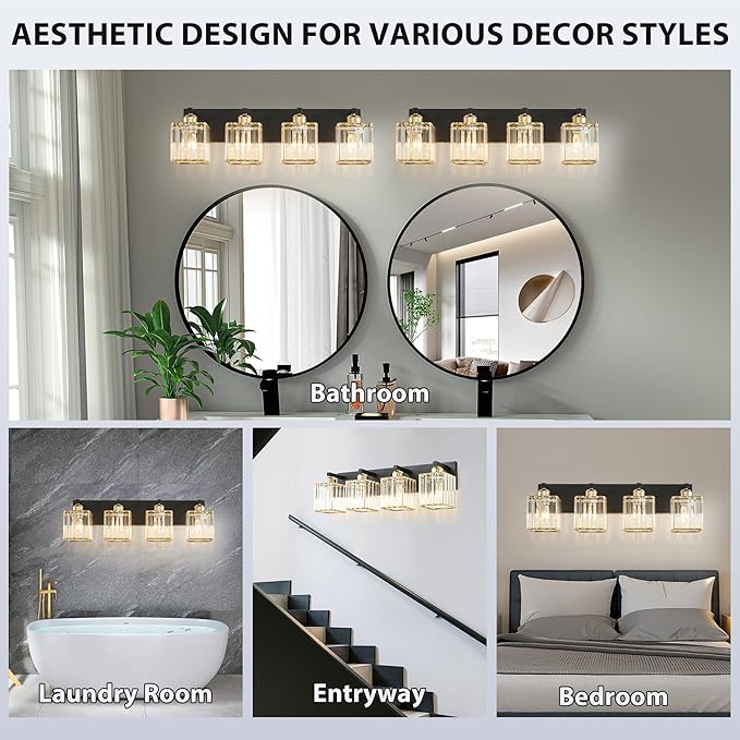 Bathroom Vanity Light Fixtures Over Mirror 4 Crystal Lights - Image 5