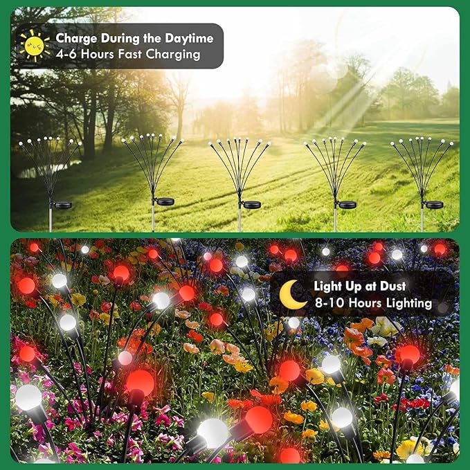 OZS 6Pack Total 48LED Solar Garden Lights Christmas Fairy Outdoor - Image 6