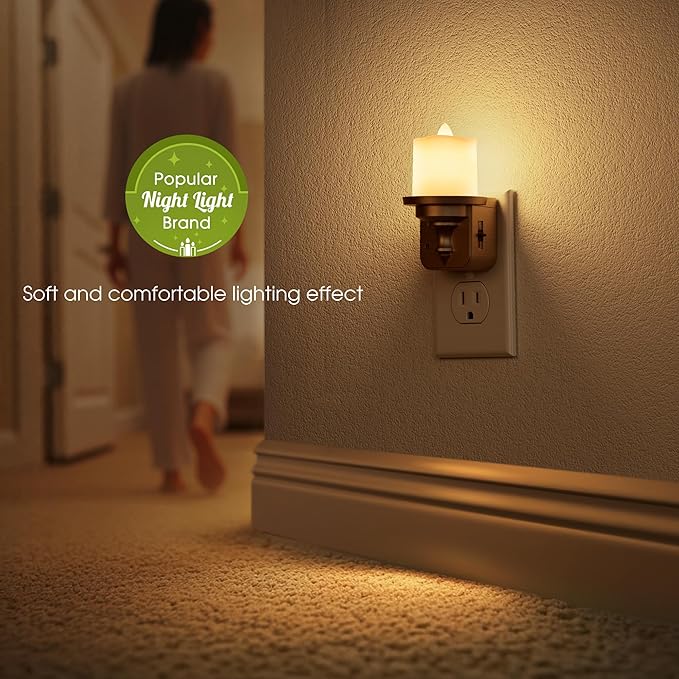 Briignite Candle Night Light, Night Lights Plug into Wall 2 Pack, LED Vintage - Image 5