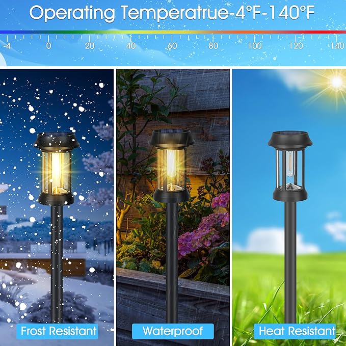 Solar Pathway Lights, 8 Pack Glass Solar Lights Outdoor, Solar Stake Lights - Image 6