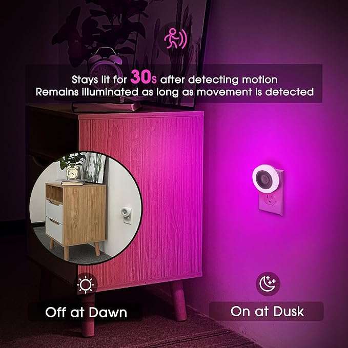 Briignite Motion Sensor Night Light Purple, Night Lights Plug into Wall - Image 2