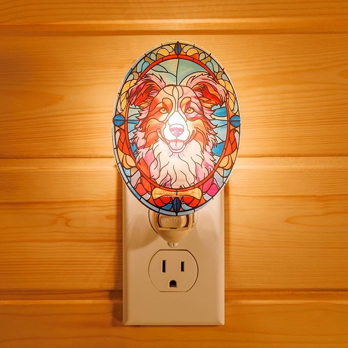 Stained Glass Styled Border Collie Night Light – Real Glass Plug-in Dog Night - Image 3