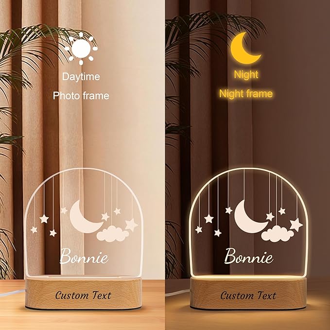 Personalized Baby Gifts for Kids, Custom LED Name Lamp, Moon and Star Acrylic - Image 9