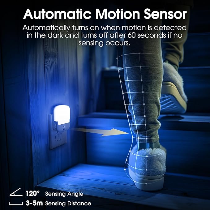 Briignite Blue Motion Sensor Dusk to Dawn Dimmable Led Night Light 2Pack - Image 2