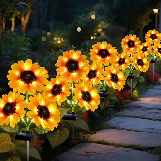 Solar Garden Lights Outdoor, 5 Pack Sunflower Lights by ANGMLN