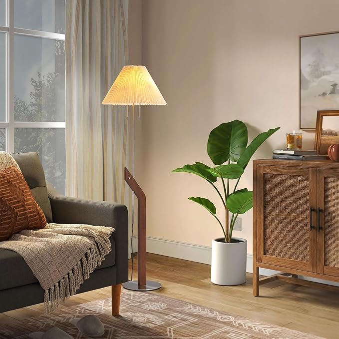 Wood Floor Lamp, 2-Light Modern Mid Century Vintage Floor Lamp, Height - Image 2