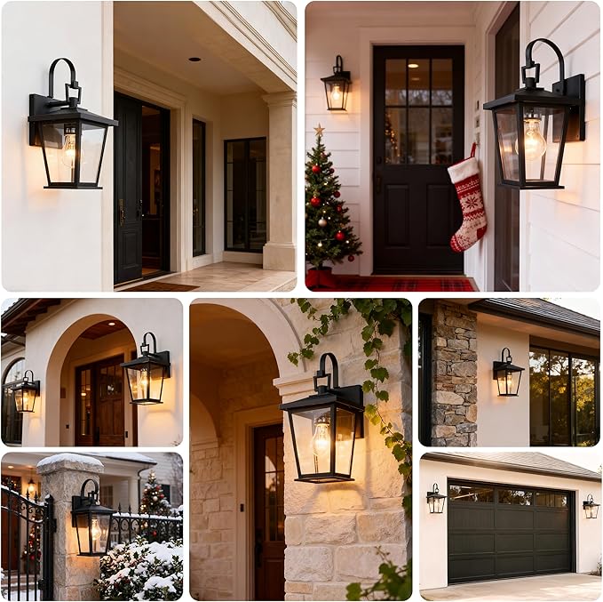 Kalium Outdoor Wall Lantern 2 Pack, Waterproof Exterior Wall Mount Light - Image 8