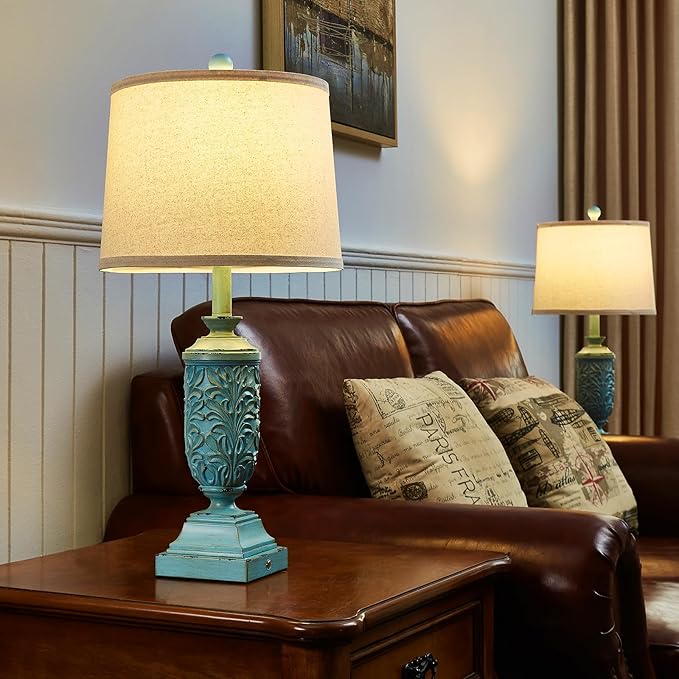26.5" Farmhouse Table Lamp Set of 2, 3-Way Dimmable Touch Control Bedside Lamps - Image 6