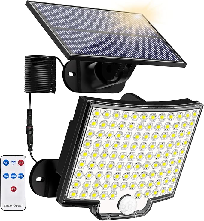 Solar Lights Outdoor, 106 LED 3000LM Solar Powered Motion Sensor Flood Lights by KERNOWO