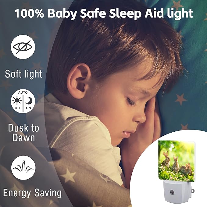 Easter Bunny in The Meadow Night Light Plug into Wall, Cute Rabbits and Spring - Image 5