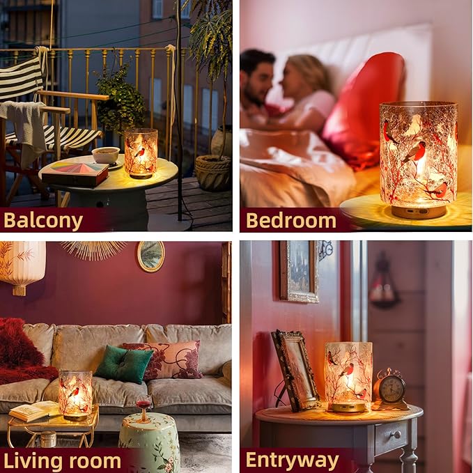 Rechargeable Battery Table Lamp Timer, Handmade Crackle Glass Lamps - Image 8