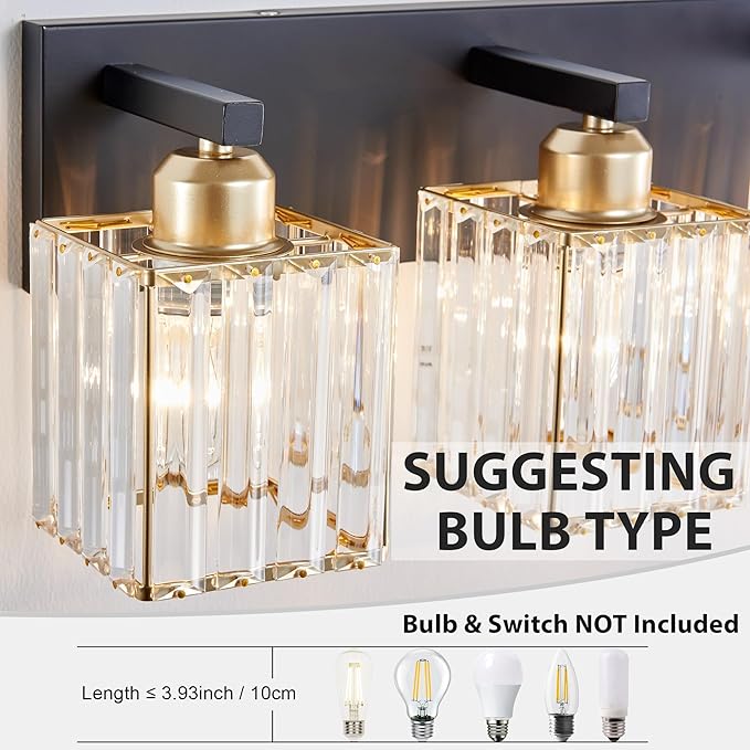 Bathroom Vanity Light Fixtures Over Mirror 4 Crystal Lights - Image 4