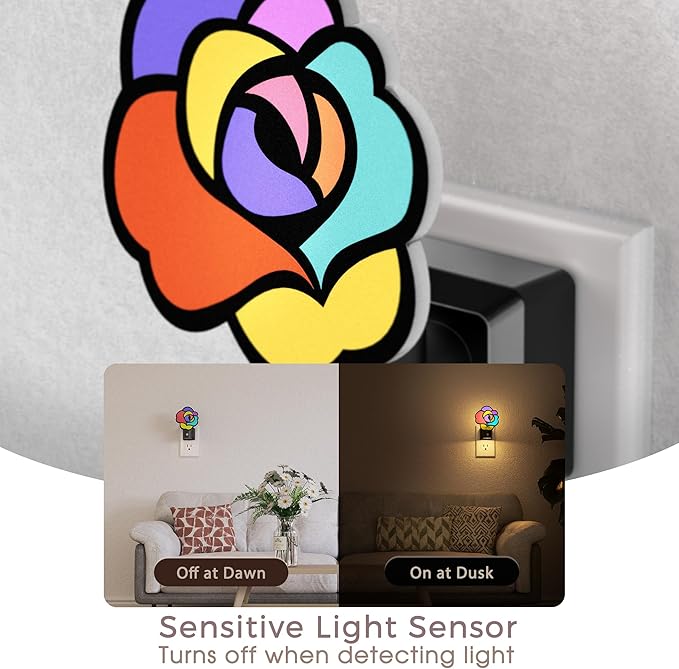 Briignite Flower Night Light, Decorative Rose Night Lights Plug into Wall - Image 2