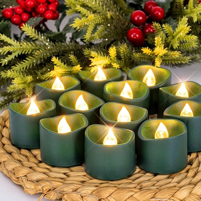 Homemory Green Tea Lights Candles Battery Operated, 200+Hour Flameless - Image 3