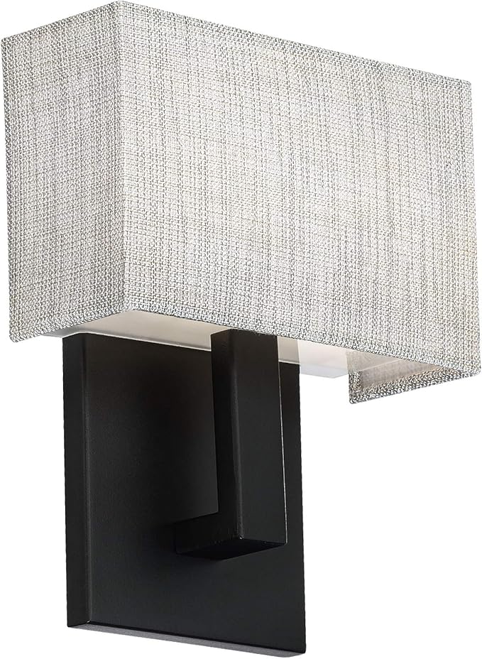 WAC Lighting dweLED, Manhattan 7in LED Fabric Wall Sconce 2700K in Black by WACLighting