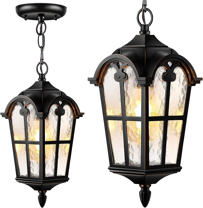 VIANIS Black Outdoor Pendant Light Lantern by VIANISLIGHTING