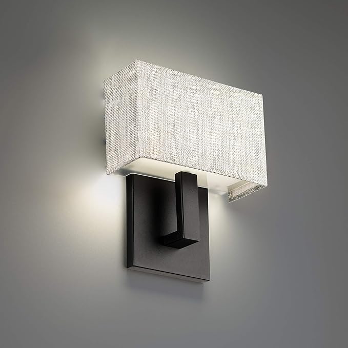 WAC Lighting dweLED, Manhattan 7in LED Fabric Wall Sconce 2700K in Black - Image 5