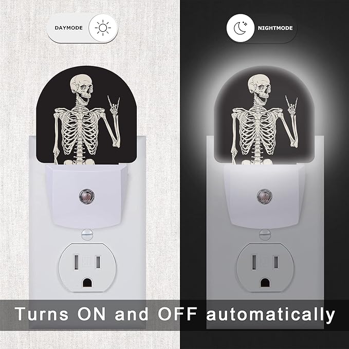 Skull Night Light, Rock Skeleton Skull Night Lights Plug into Wall, Dusk to - Image 4
