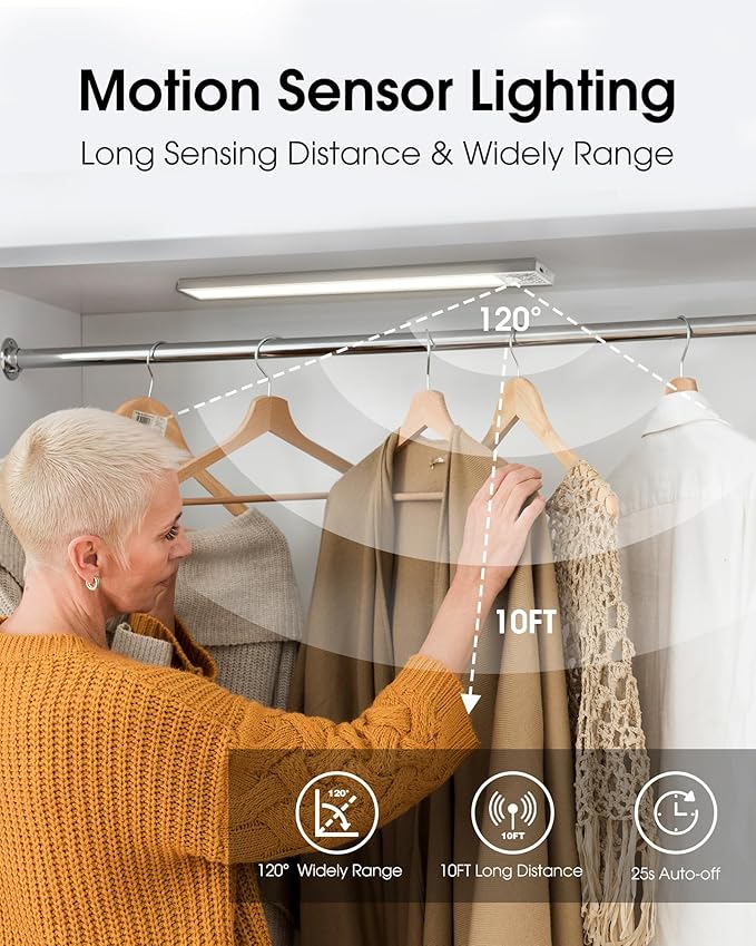 12 Inch Under Cabinet Lighting, Motion Sensor LED Lights of Battery Operated - Image 4
