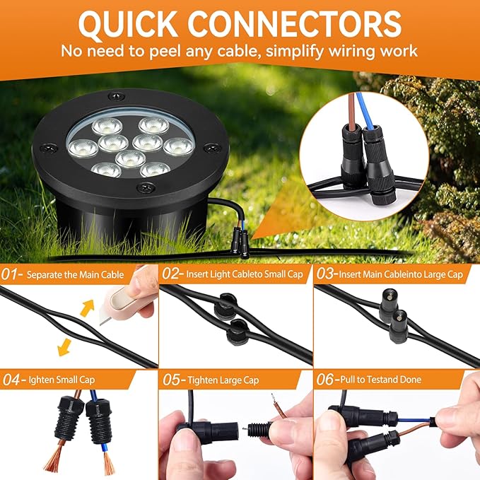 9W LED Low Voltage Landscape Lights, AC/DC 12-24V Outdoor Well Lights IP68 - Image 5
