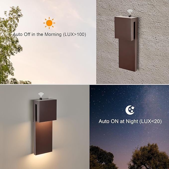 15IN Outdoor Wall Sconce Fixture, Dusk to Dawn Patio Lights, Waterproof - Image 8