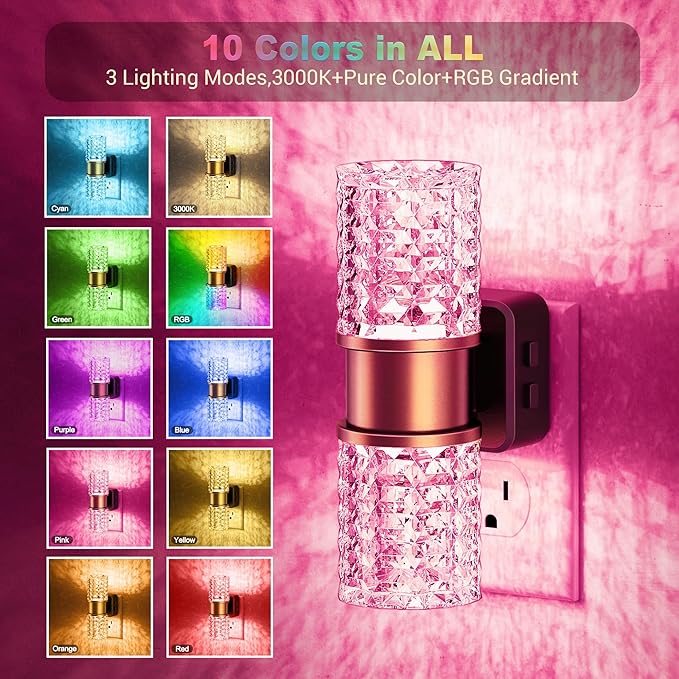 JandCase Night Lights Plug into Wall, 2 Pack Color Changing Night Light - Image 2