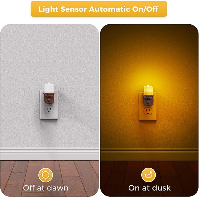 L LOHAS LED Night Light, 2 Pack Amber Flameless Candle Night Light Plug in - Image 2