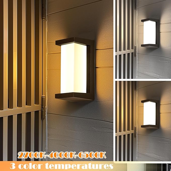 Black Exterior Lighting Fixtures, Rectangular Modern Front Porch Light Fixtures - Image 2