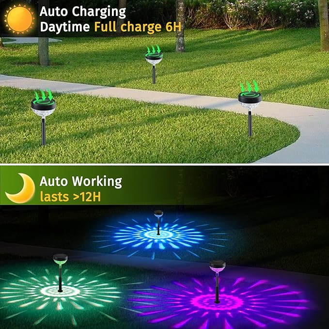 Solar Pathway Lights Outdoor, Color Changing+8 Fixed Color Solar Lights Outdoor - Image 6