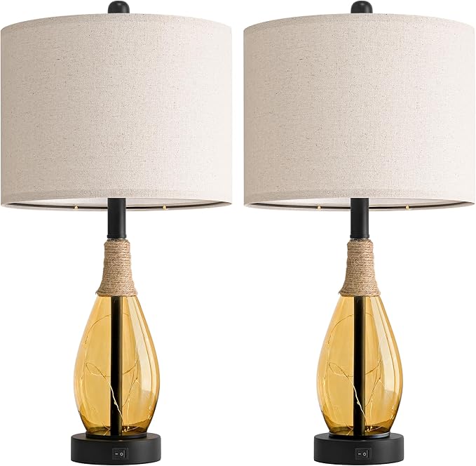 OYEARS 23" Table Lamps for Living Room Set of 2 Bedside Lamps for Night Stands - Image 9
