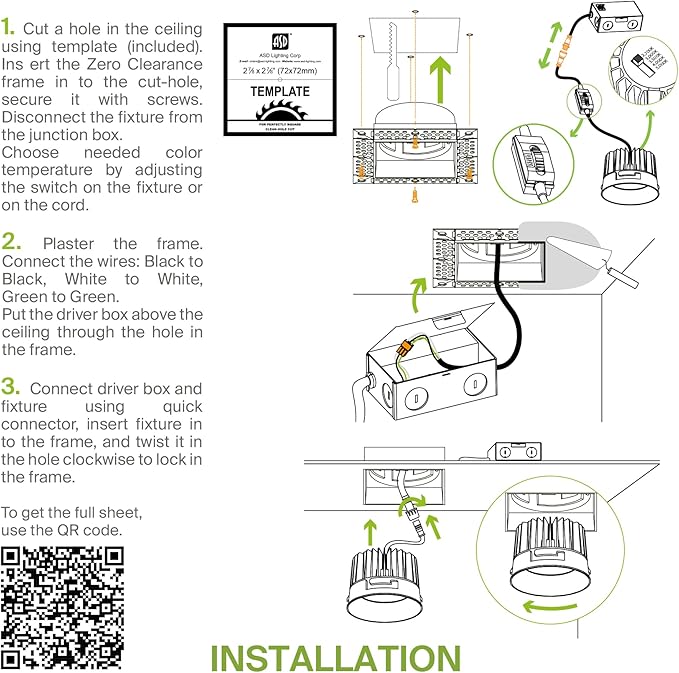 ASD Trimless 2 Inch LED Recessed Lighting, 8W 120V Commercial Square Downlight - Image 8