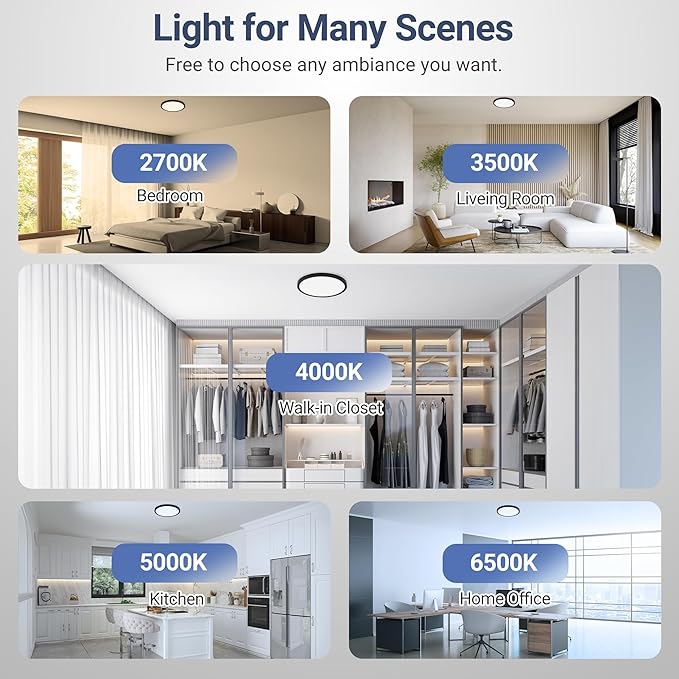 6PACK 32W 3520LM LED Flush Mount Ceiling Light Fixture, 15.8 Inch 2700K 3500K - Image 4