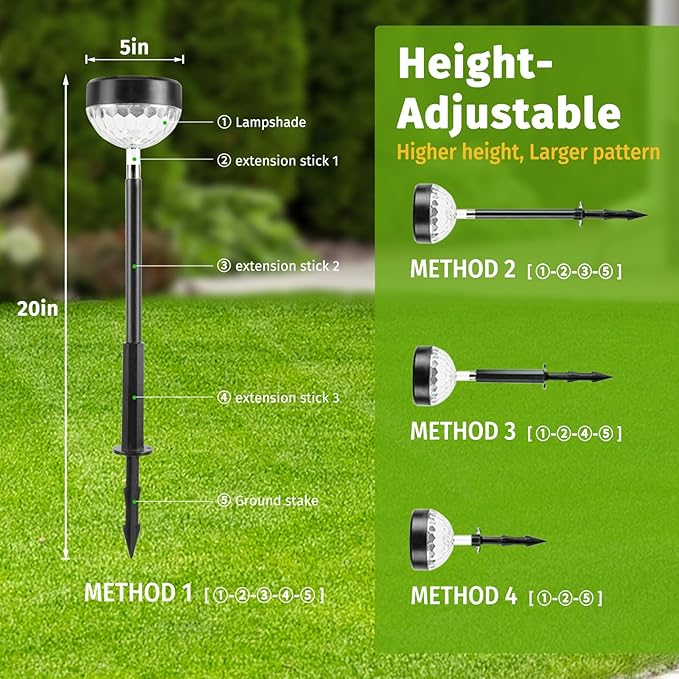 Solar Pathway Lights Outdoor, Color Changing+8 Fixed Color Solar Lights Outdoor - Image 8