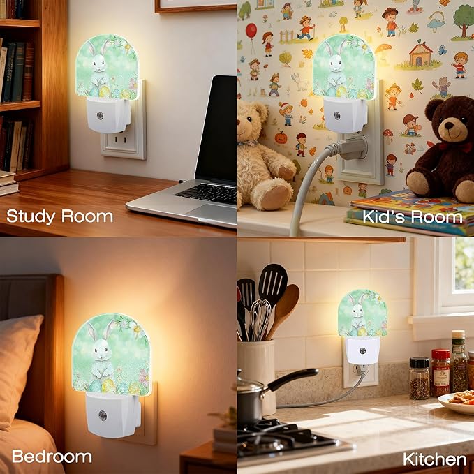 Easter Bunny Floral Eggs Night Light, Dusk-to-Dawn Auto Sensor Easter Rabbit - Image 7