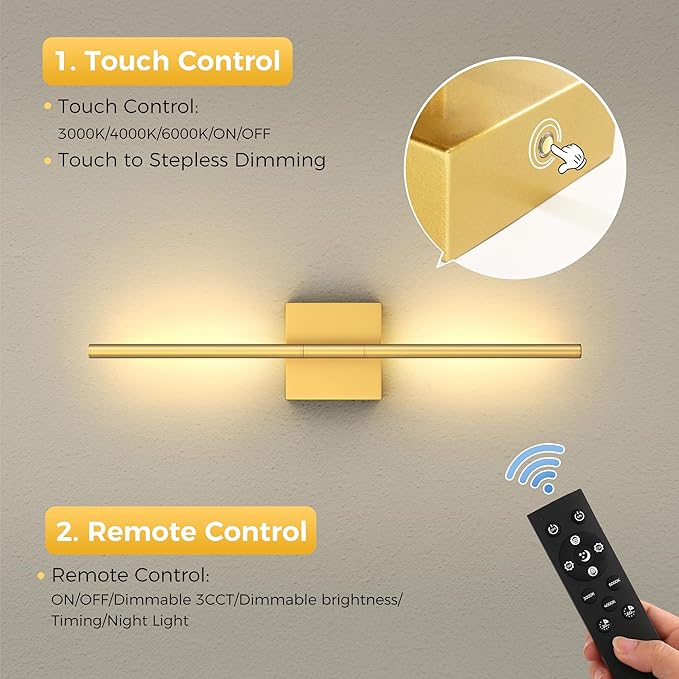 L LOHAS LED Battery Operated Wall Sconces Set of 2, Battery Wall Sconce 10000mAh - Image 5