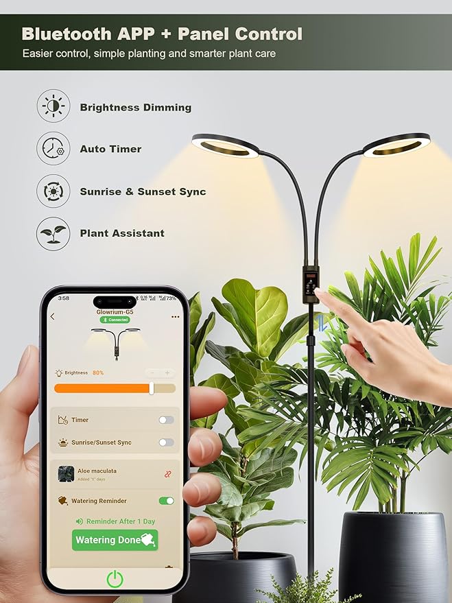 GLOWRIUM Smart Grow Lights for Indoor Plants, 48W Full Spectrum Plant Lights - Image 2