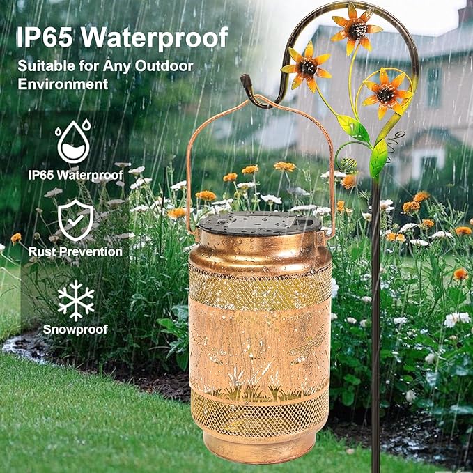 2 Pack Dragonfly Solar Lanterns Outdoor Waterproof Solar Garden Decor, Birthday - Image 8