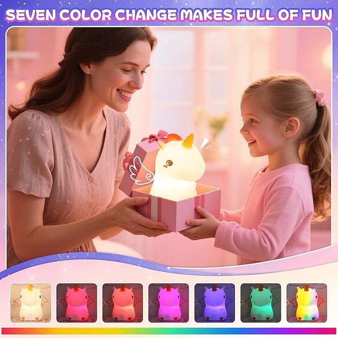 Night Light for Kids, Rechargeable Dimmable Silicone LED Nightlight - Image 2