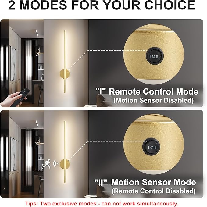 Motion Sensor Battery Operated Wall Sconce Set of Two - Image 3