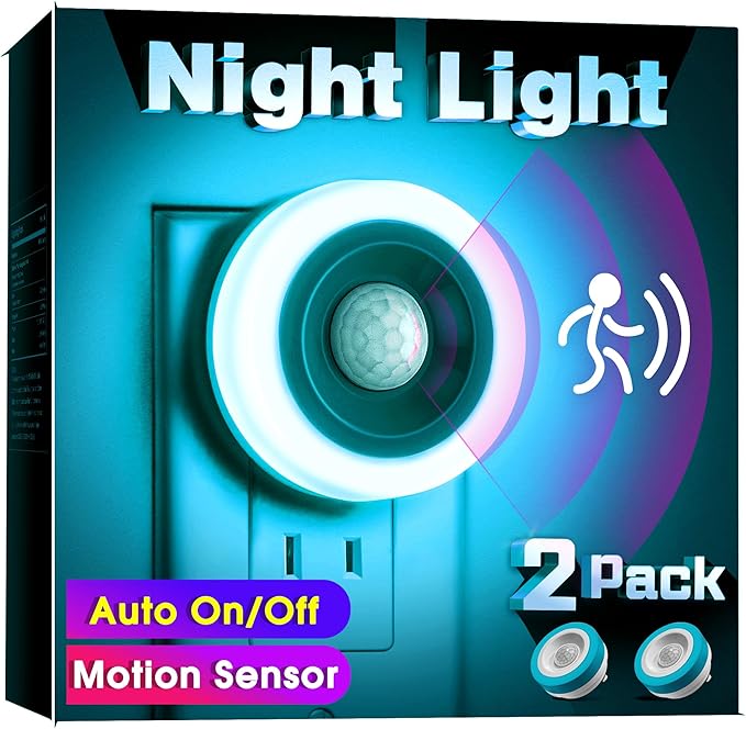 Briignite Motion Sensor Night Light Azure Blue, 2 Pack Night Lights Plug into - Image 2