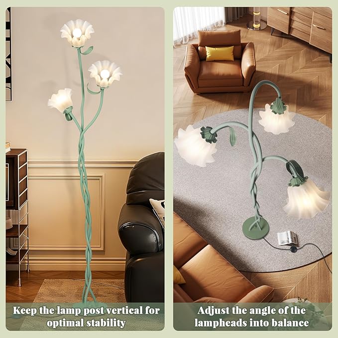 Cute Flower Floor Lamp for Bedroom, 3 Heads LED Tall Standing Lamp - Image 2