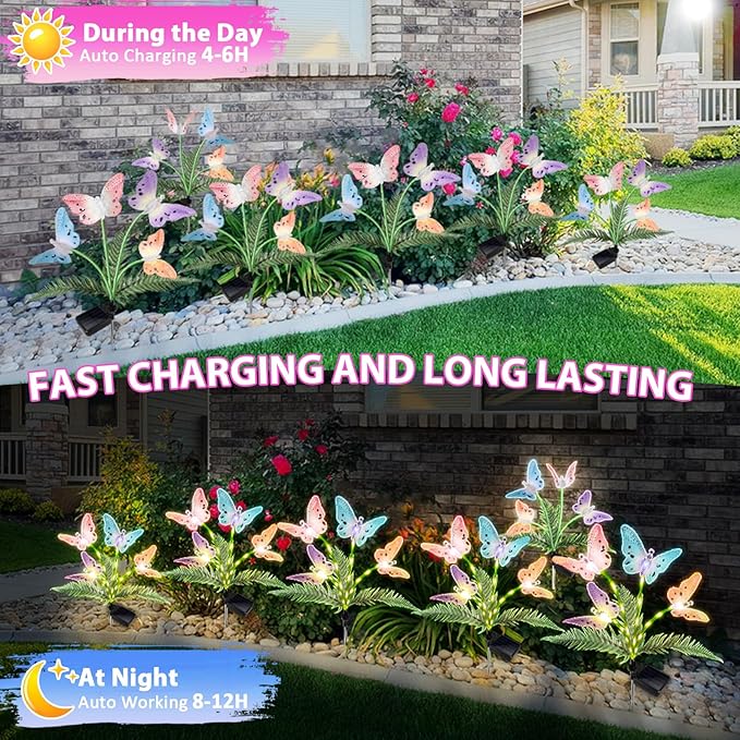 Solar Garden Lights 4 Pack Waterproof Decorative Solar Lights Outdoor - Image 5
