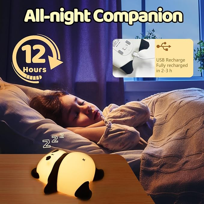 Rechargeable Cute Panda Night Light, 3 Level Dimmable Nursery Nightlight - Image 3