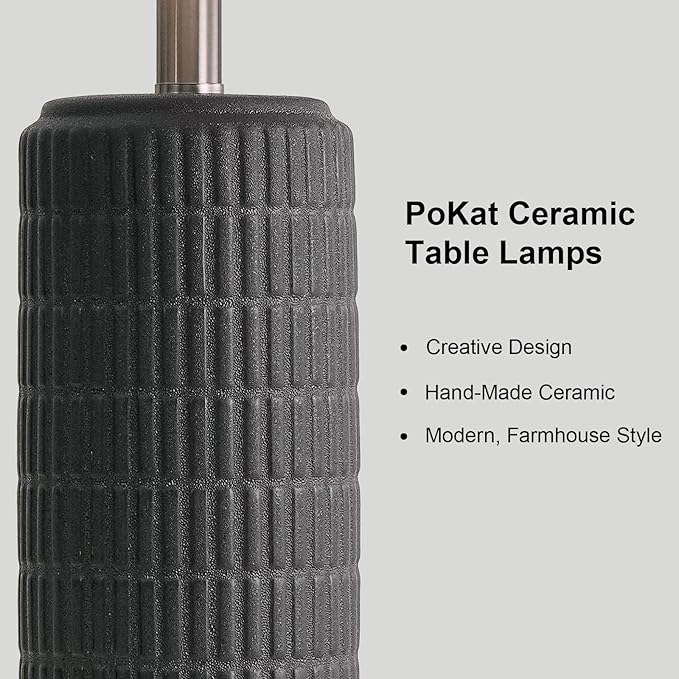 PoKat 23" Matte-Textured Ceramic Table Lamps Set of 2 - Image 2